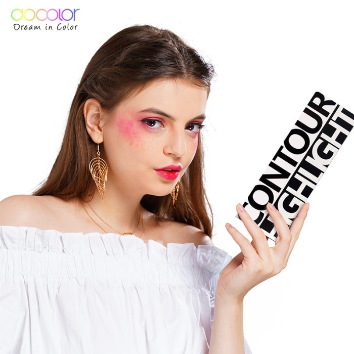 Docolor 4 Colors Highlighter Makeup Shimmer Powder Highlighter Palette and 4 Colors Face Make Up Contouring Bronzer Cosmetics