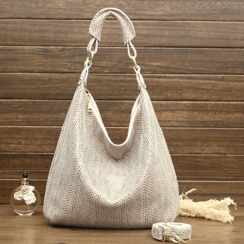 Arliwwi 100% Genuine Leather Shiny Serpentine Shoulder Bags Big Casual Soft Real Snake Embossed Skin Big Bag Handbags Women GB02