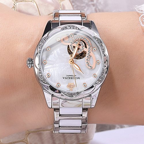 New Women's Watches 2021Diamond Luxury Design Ceramic Stainless Steel Strap Montre Femme Automatic Mechanical Relojes Para Mujer
