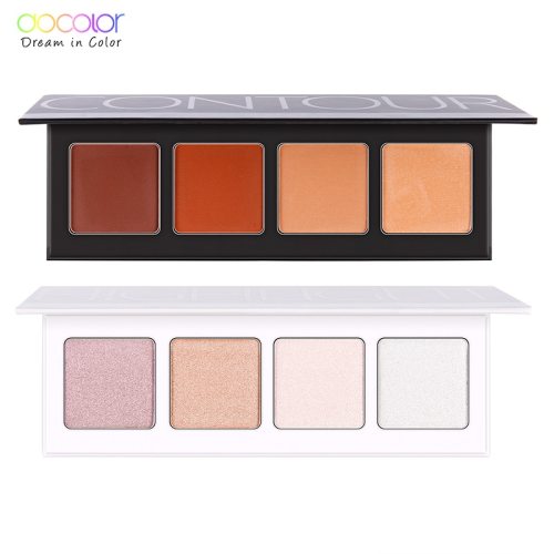 Docolor 4 Colors Highlighter Makeup Shimmer Powder Highlighter Palette and 4 Colors Face Make Up Contouring Bronzer Cosmetics