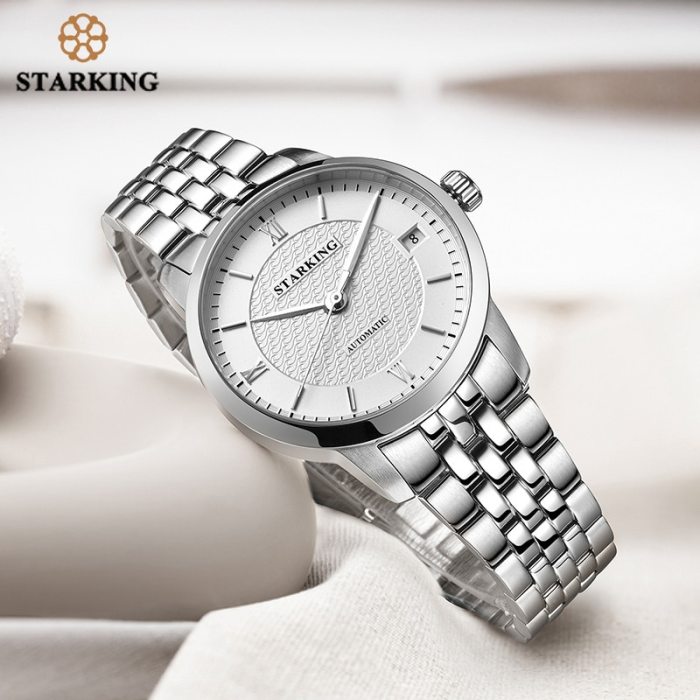 STARKING Relogio Feminino Automatic Women Watches Top Brand Luxury Ladies Watch Auto Date Mechanical Female Dress Watches White