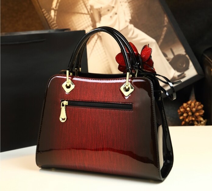 Fashion luxury high quality patent leather women's handbags famous brand ladies evening clutch messenger bag red wedding totes
