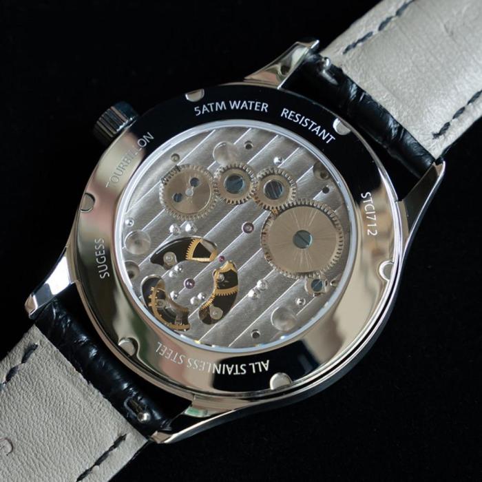 Top Brand Luxury Men's Mechanical Watches ST8000 Seagull Tourbillon Movement Genuine Crocodile Leather Men Wristwatches Business