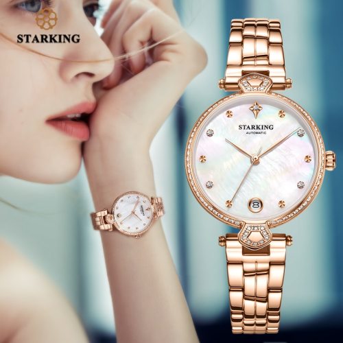 STARKING Luxury Women Watches Rose Gold Stainless Steel Diamond Ladies Watches Gift Automatic Mechanical montre femme Waterproof