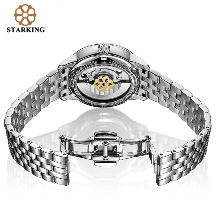 STARKING Relogio Feminino Automatic Women Watches Top Brand Luxury Ladies Watch Auto Date Mechanical Female Dress Watches White