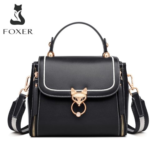 FOXER Fashion Totes Lady Handbag Women Chic Messenger Purse Female Split Leather Stylish Crossbody Shoulder Bags Large Capacity