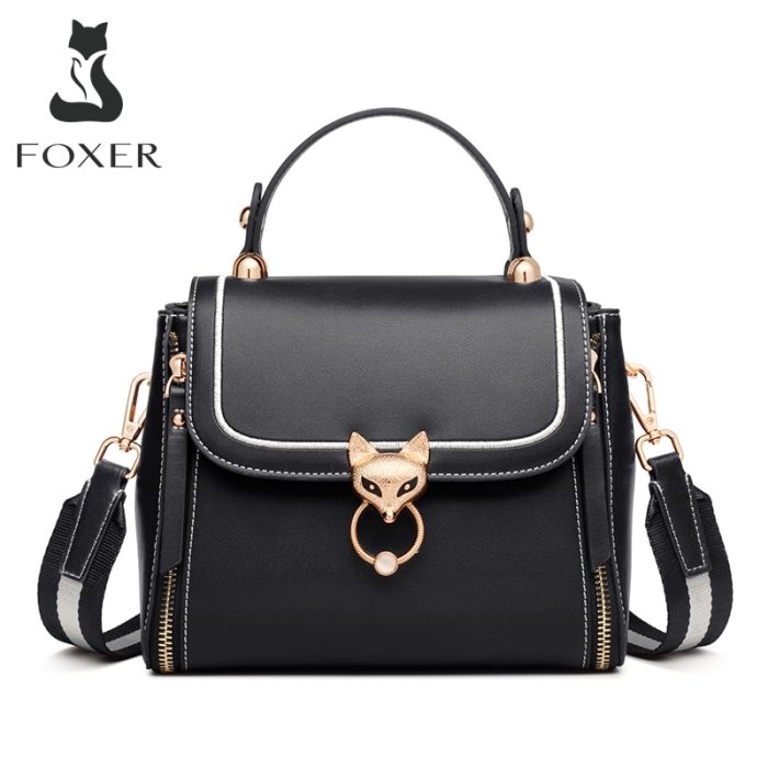 FOXER Fashion Totes Lady Handbag Women Chic Messenger Purse Female Split Leather Stylish Crossbody Shoulder Bags Large Capacity