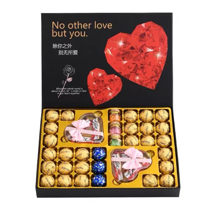 Filled chocolate, gift box snacks creative love