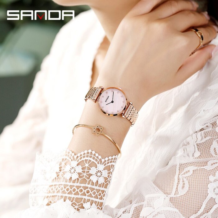 BASID Top Brand Luxury Stylish Elegant Rhinestone Women's Watches Waterproof Quartz Wristwatch Fashion Casual Female Ladies