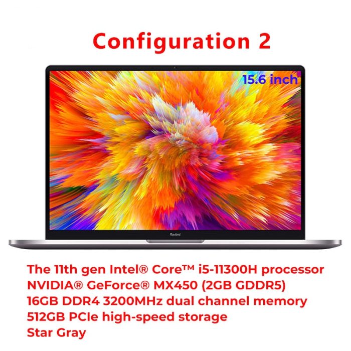 New Original Xiaomi RedmiBook Pro 15 Notebook Core i7-11370H/i5-11300H 3.2K 90Hz Screen Laptops Computer MX450 GPU Windows 10