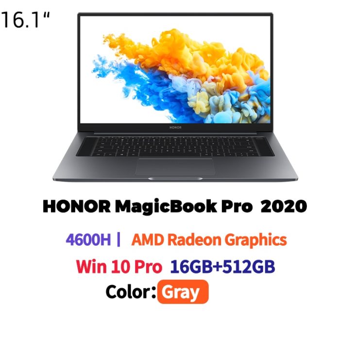 Original HUAWEI HONOR Magicbook Pro 2020 Laptop 16.1 inch 7nm Process AMD Ryzen r5-4600H/r7-4800H Windows 10 Pro English