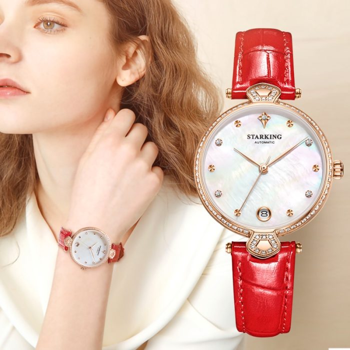 STARKING Luxury Women Watches Rose Gold Stainless Steel Diamond Ladies Watches Gift Automatic Mechanical montre femme Waterproof