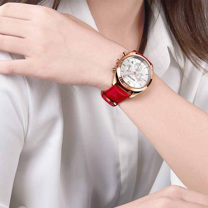MEGIR Women's Genuine Leather Fashion Quartz Wrist Watch Hours Date Waterproof Watches Luxury Brand Clock Lady Relogio Feminino