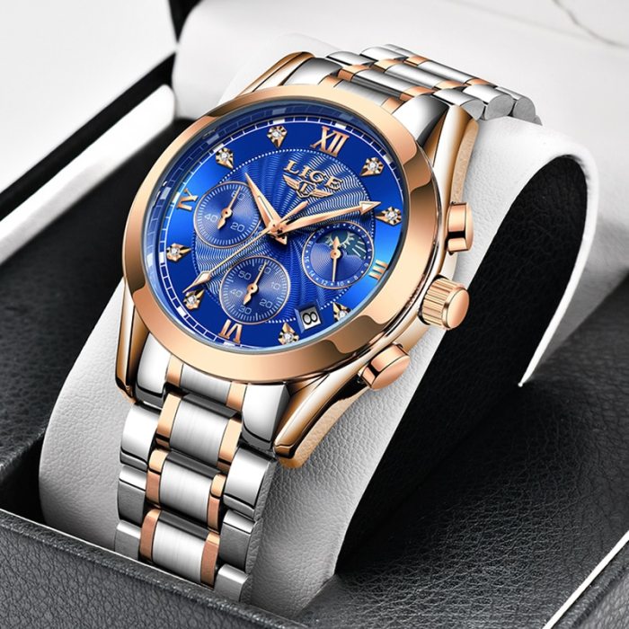 LIGE 2020 New Gold Watch Women Watches Ladies Creative Steel Women's Bracelet Watches Female Waterproof Clock Relogio Feminino