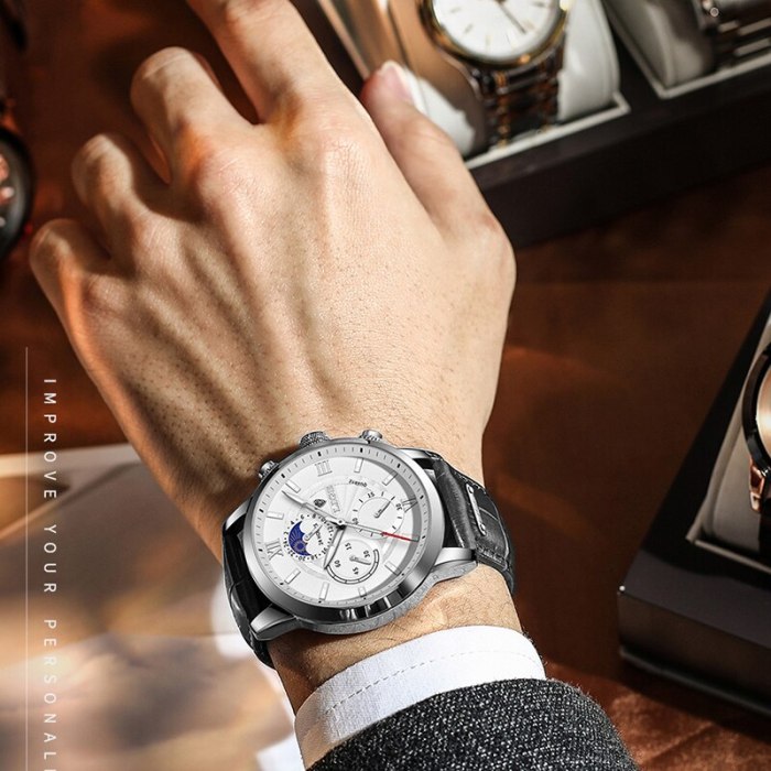 2021 LIGE Watches Mens Top Brand Luxury Clock Casual Leathe 24Hour Moon Phase Men Watch Sport Waterproof Quartz Chronograph+Box