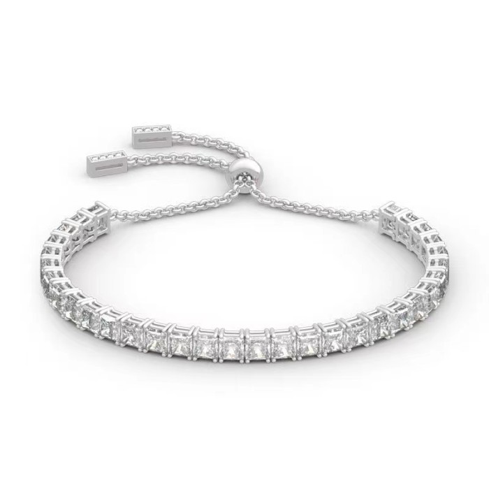 Jeulia classic Princess Cut Pure Silver Bolo Tennis Bracelet