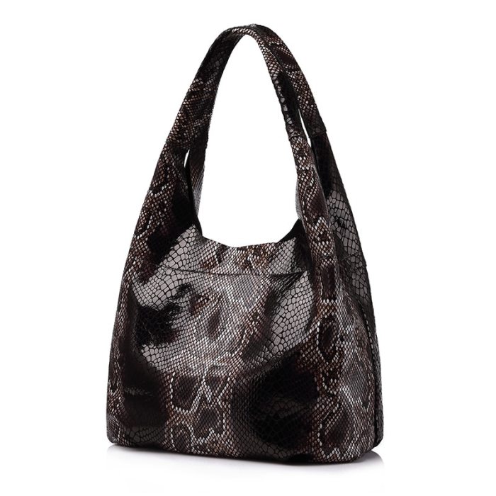 REALER genuine leather handbags large totes classic serpentine prints shoulder bag ladies hobos bags for women top-handle bucket