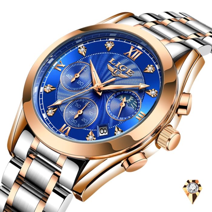 LIGE 2020 New Gold Watch Women Watches Ladies Creative Steel Women's Bracelet Watches Female Waterproof Clock Relogio Feminino