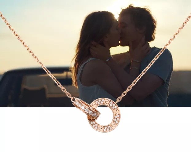 Valentine's Day gift： 18k rose gold platinum diamond necklace
