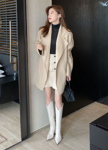 Red Dragonfly Women's Boots Mall the same  white boots women's high heels Knight boots Thick heels pointed western boots
