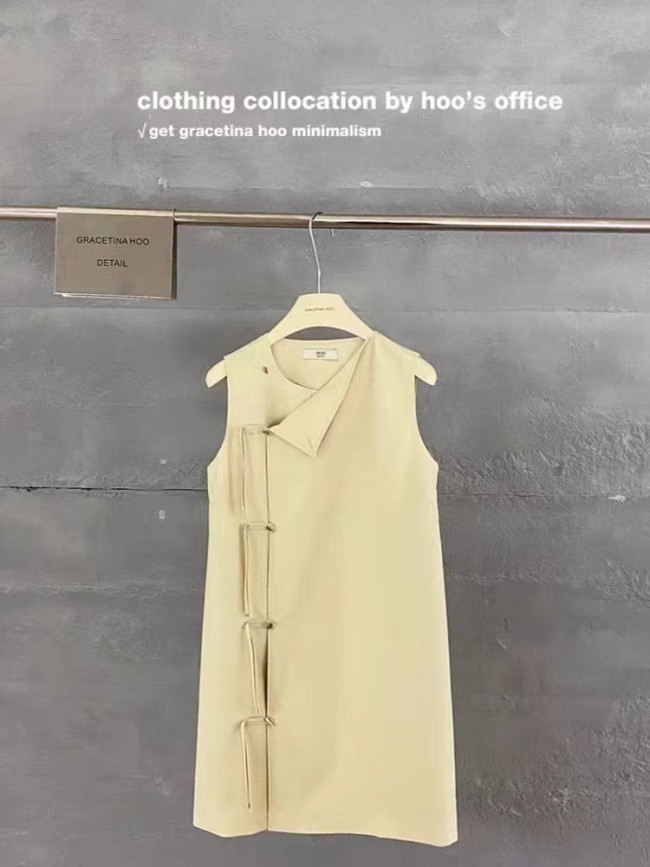 New Chinese vertical lapel, sleeveless short skirt with women's summer design sense, irregular, highlighting temperament, sexy vest skirt