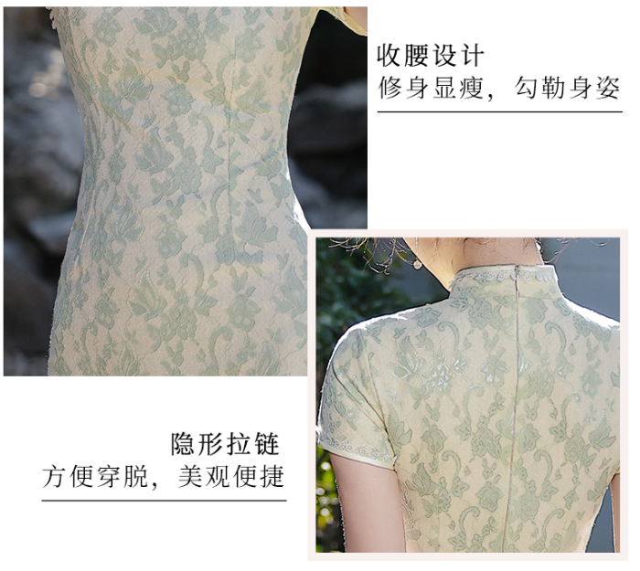  2022 New Dress Modified Cheongsam Summer Green Autumn