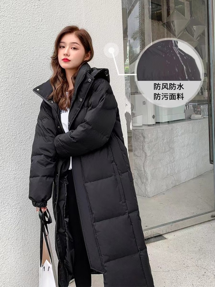 Liangshi autumn down jacket for  women, super long, over knee, thickened, 2023 new style lovers, loose and popular