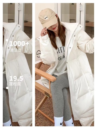 Liangshi autumn down jacket for  women, super long, over knee, thickened, 2023 new style lovers, loose and popular