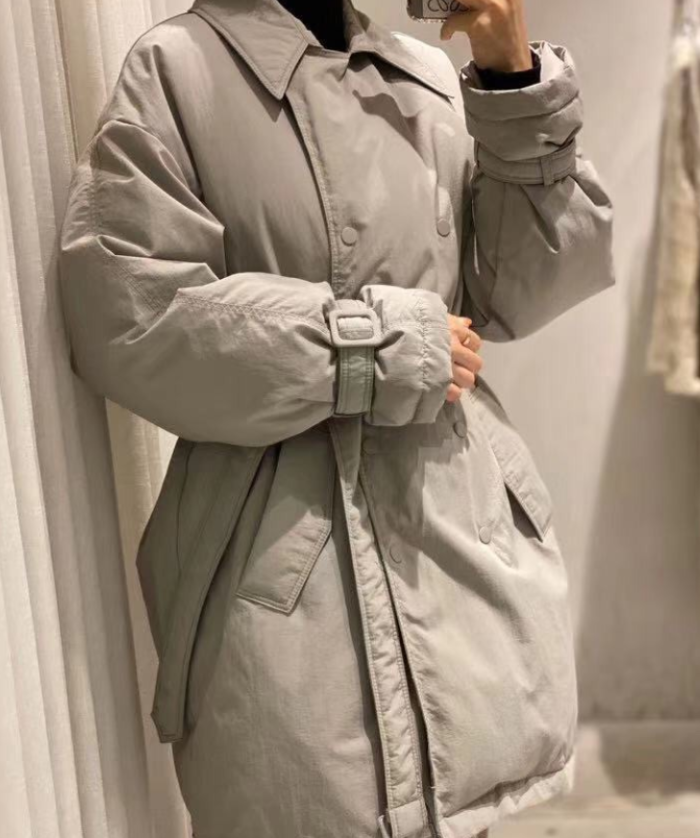Korean version of women's trench coat thin down jacket