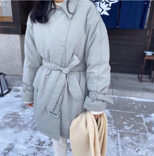 Korean version of women's trench coat thin down jacket