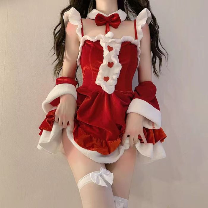 Sexy little Christmas dress with suspenders