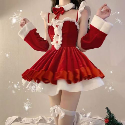 Sexy little Christmas dress with suspenders