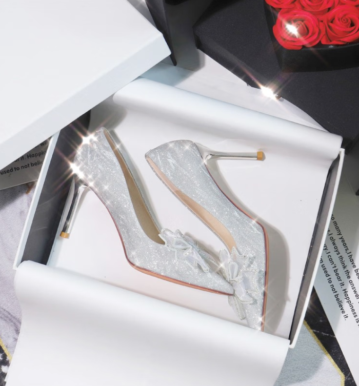 2024 New Silver High Heels, Crystal Shoes