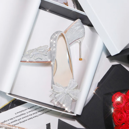 2024 New Silver High Heels, Crystal Shoes
