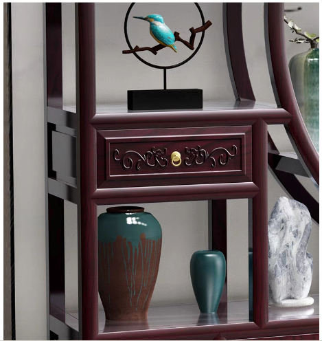 Solid wood new Chinese style office display cabinet, tea set partition, antique display rack