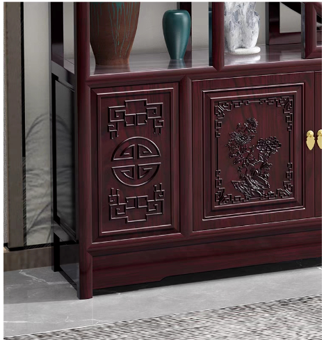 Solid wood new Chinese style office display cabinet, tea set partition, antique display rack