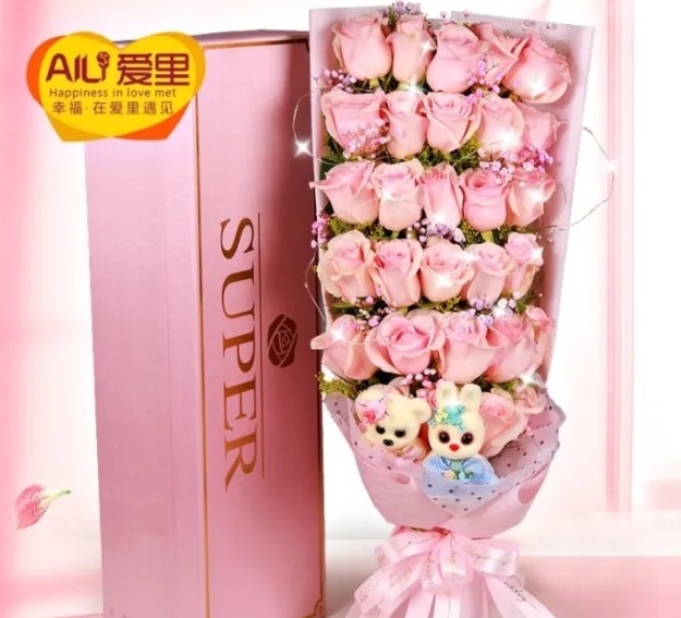 red rose bouquet gift box