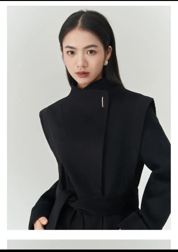 BRICKJADE wide shoulder double-sided woolen coat with exquisite color design and temperament
