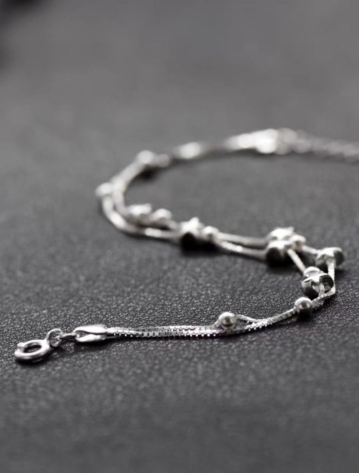 High definition Star necklace female Loop pendant full of diamond four-leaf clover sterling silver plated 18K white gold light luxury clavicle chain（ Exclusive and customized ）