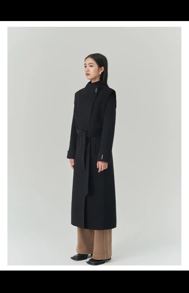 BRICKJADE wide shoulder double-sided woolen coat with exquisite color design and temperament