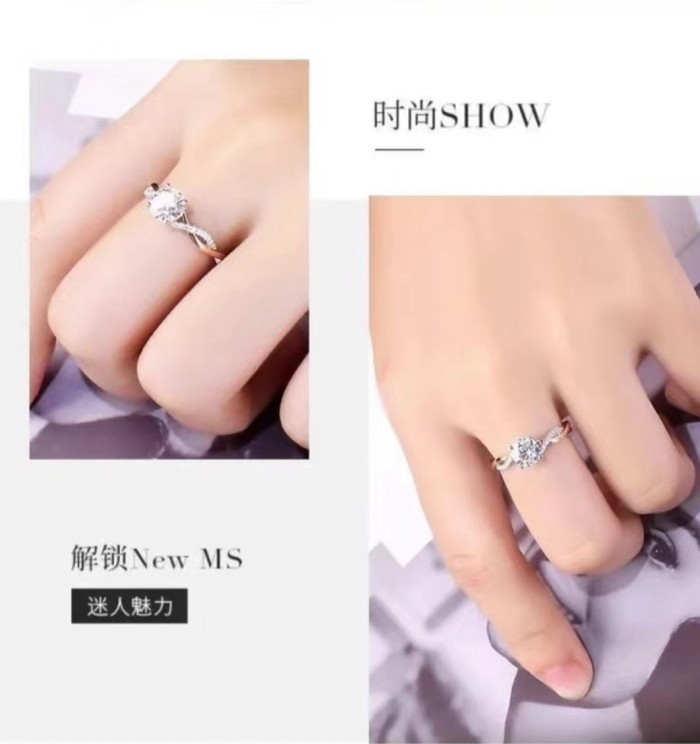 1 carat Mosan diamond ring in gold as a gift for girlfriend