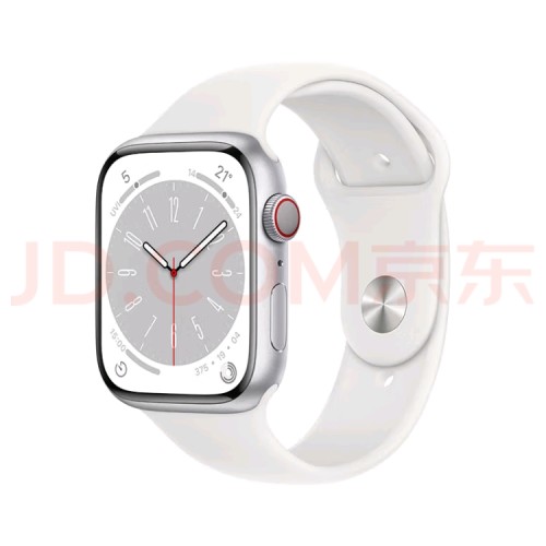 Apple/Apple Watch Series 8 Smartwatch GPS+Honeycomb 45mm Silver Aluminum Metal Case White Sports Watch Strap S8 MP4L3CH/A