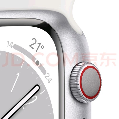 Apple/Apple Watch Series 8 Smartwatch GPS+Honeycomb 45mm Silver Aluminum Metal Case White Sports Watch Strap S8 MP4L3CH/A
