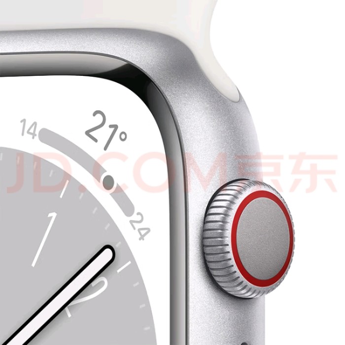 Apple/Apple Watch Series 8 Smartwatch GPS+Honeycomb 45mm Silver Aluminum Metal Case White Sports Watch Strap S8 MP4L3CH/A