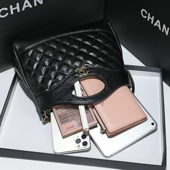 2024 Chanel new first-layer cowhide 31bag mini oil wax leather Chanel style 23A rhombus chain bag, genuine leather women's bag