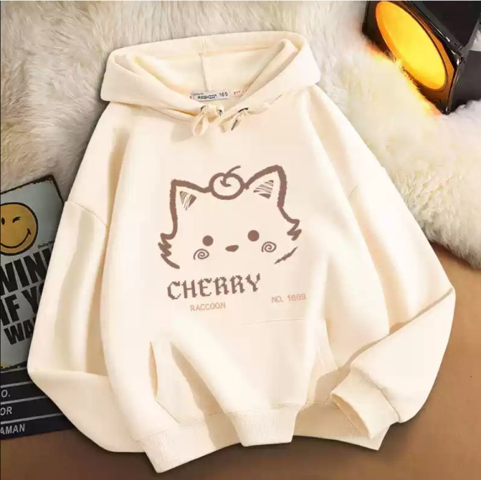 Light Beige Milk Hoodie for Lady XS to XXXL