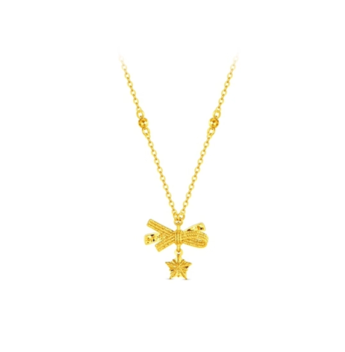 Bows and stars gold-plated gold necklace 4.5g
