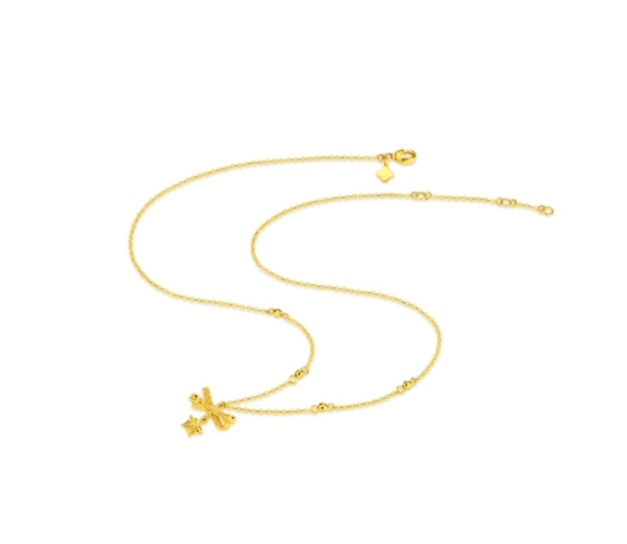 Bows and stars gold-plated gold necklace 4.5g
