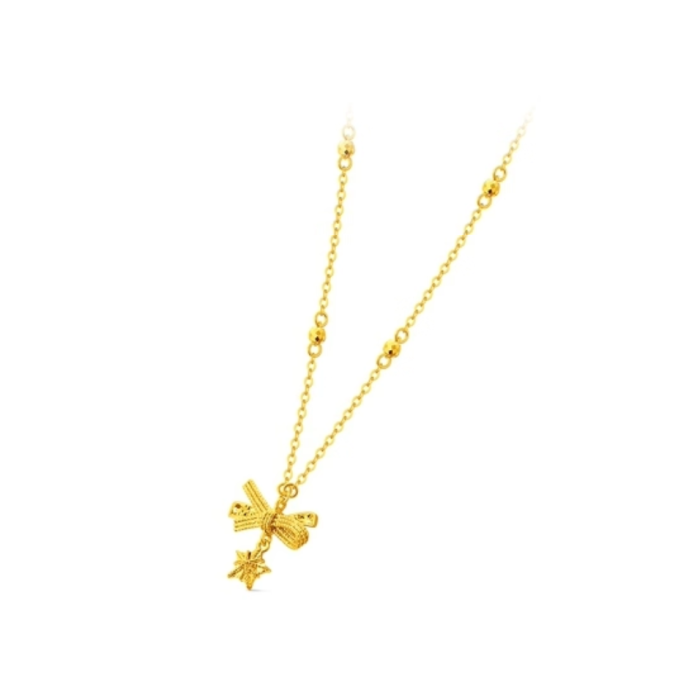 Bows and stars gold-plated gold necklace 4.5g