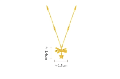 Bows and stars gold-plated gold necklace 4.5g